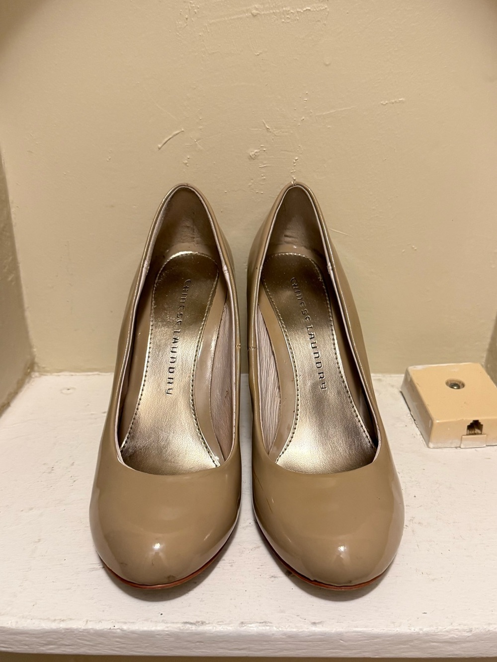 Chinese Laundry Patent Round-Toe Pumps in Taupe